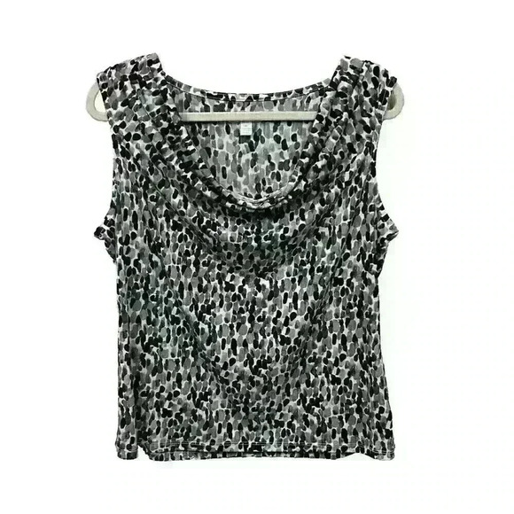 Charter Club Womens XL Black Brown Gray Sleeveless Blouse Draped Front Geometric - Picture 1 of 11